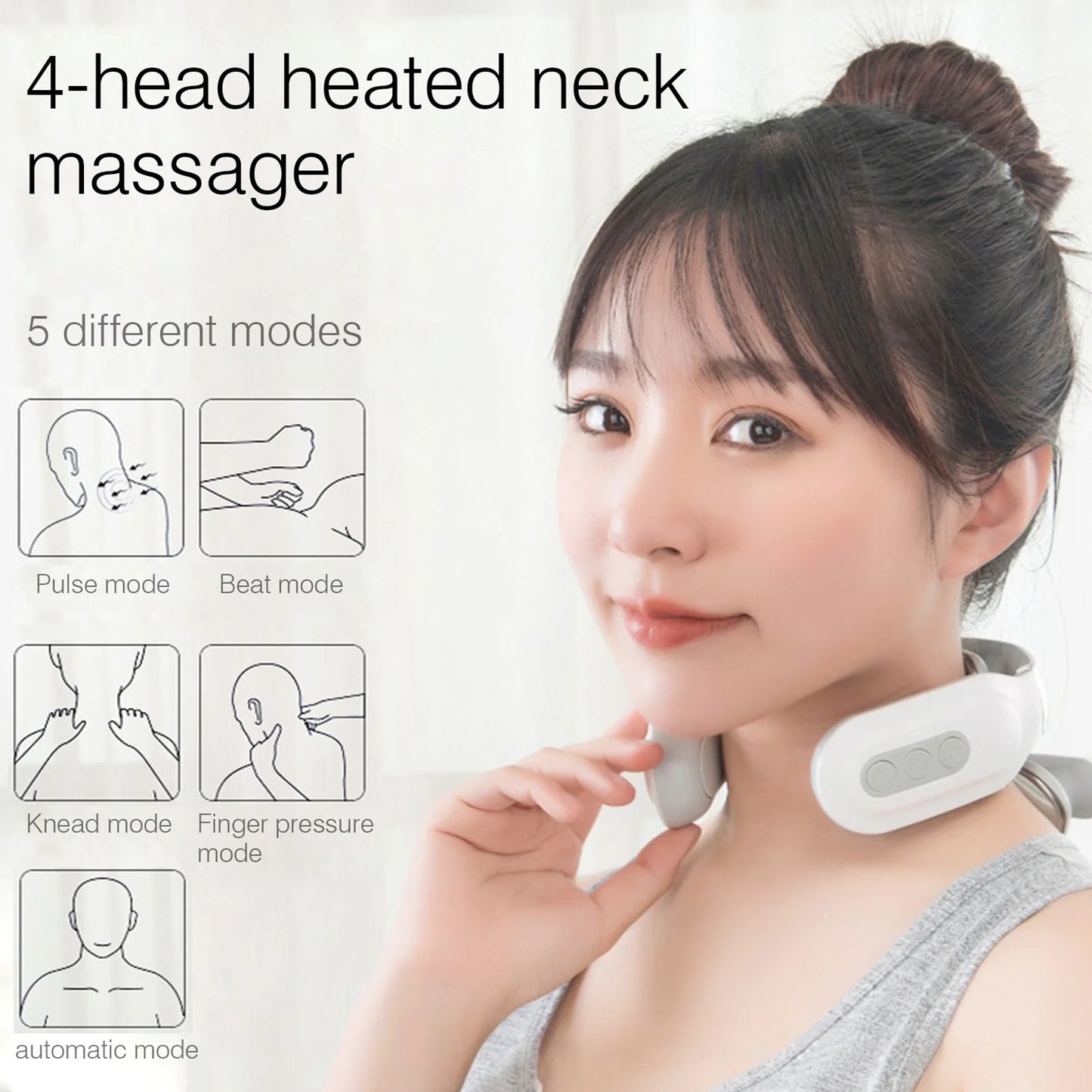 Cervical Massager – 16 Modes, Chauffant, USB, Soulagement de la Tension du Cou